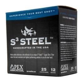 Apex Ammunition S3 Steel 12 Gauge Waterfowl Loads 3" #2 Shot 25 Rounds 859781007988