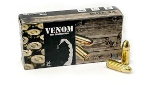 Venom Ammunition 9mm 115 Grain Full Metal Jacket Centerfire 50 Rounds 