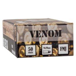 Venom Ammunition 9mm 124 Grain FMJ Ammo 50 Rounds 9MM124FMJ-V50