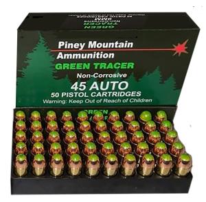 Piney Mountain Supernova Tracer Ammo .45 ACP 225 Gr FMJ Handgun Ammunition 20 Rounds PMSN45ACG 860010179741
