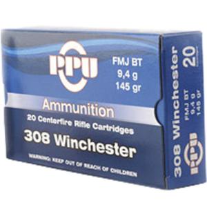 Prvi Partizan Ammo .308 Winchester 145 Grain FMJ BT 2835 fps 20 Rounds