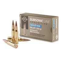 PPU Subsonic Rifle Ammunition 7.62x51mm 200 gr FMJBT 1050 fps 20/ct 8605003810100