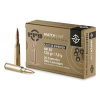 PPU Match Rifle Ammunition 6.5mm x 55 Swedish Match 120 gr HPBT 2723 fps 20/ct PPM6