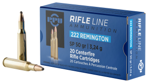 PPU Rifle Ammunition .222 Rem 50 gr SP 3140 fps 20/ct