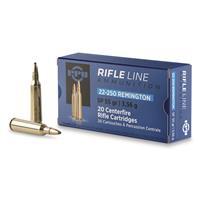 PPU Rifle Ammunition 22-250 Rem 55 gr SP 3680 fps 20/ct