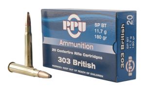 PPU Rifle Ammunition .303 British 180 gr SPBT 2460 fps 20/ct
