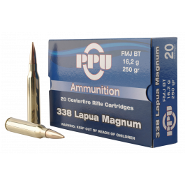 PPU PP338F Standard Rifle 338 Lapua Mag 250 gr Full Metal Jacket (FMJ) 10 Bx/ 20 Cs