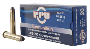 PPU PP4570 Standard Rifle 45-70 Gov 405 gr Semi Jacketed Flat Point (SJFP) 10 Bx/ 20 Cs