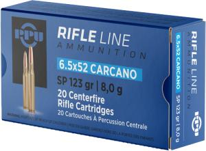 PPU Rifle Ammunition 6.5x52mm Carcano 123 gr SP 2690 fps - 20/ct