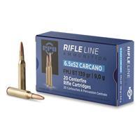 PPU Rifle Ammunition 6.5mm x 52 Carcano 139 gr FMJ-BT 2525 fps 20/ct