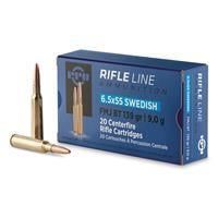 PPU Rifle Ammunition 6.5mm x 55 Swedish 139gr FMJ-BT 2540 fps 20/ct