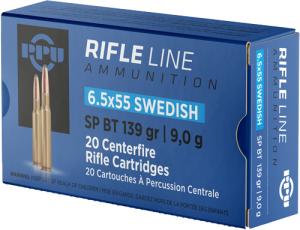PPU Rifle Ammunition 6.5x55mm Swedish 139 gr SP 2540 fps - 20/ct