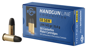 PPU Handgun Ammunition .38 S&W 145 gr LRN 689 fps 50/ct