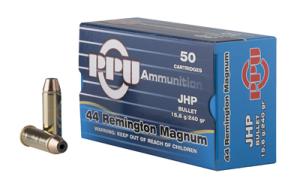 PPU Handgun Ammunition .44 Mag  240 gr HP 1541 fps 50/ct 8605003813156