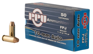 PPU Handgun Ammunition 10mm Auto 170 gr FPJ 1115 fps 50/ct 8605003813330