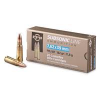 PPU Subsonic Line, 7.62x39mm, FMJBT, 182 Grain, 20 Rounds