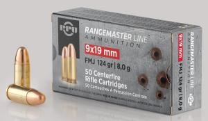 PPU Rangemaster Rifle Ammunition 9mm Luger 124gr FMJ 1263 fps 50/ct