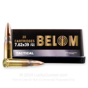 Belom Ammo 7.62 X39mm 123 Grain FMJ Brass Cased 480 Rounds