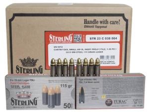 Introducing Sterling 9mm 115 Gr FMJ Steel Cased ammunition in a 1500rd CASE. Made with Sterling Steel Case for reliability, non-corrosive, and perfect for shooters seeking quality and quantity. Exclusively at Battlehawk Armory.