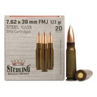 Sterling Steel Case, 7.62x39mm, FMJ, 123 Grain, 20 Rounds
