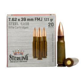 Sterling Steel Case 7.62x39 123gr FMJ 1000rd Case - sterling76242 