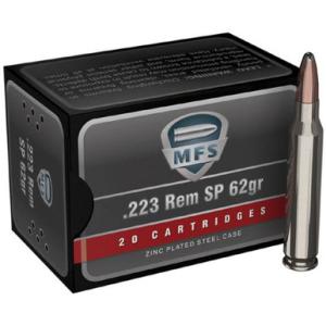 RUAG Ammo Soft Point MFS Zinc Plated .223 Remington 62 Grain Bullet Steel Case 20 Rounds