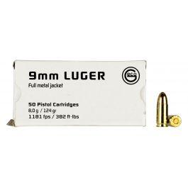 GECO 220340050 Pistol 9mm Luger 124 GR Full Metal Jacket 50 Bx/ 20 Cs