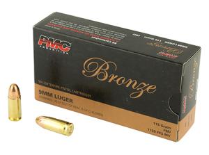 PMC Bronze Handgun Ammunition 9mm Luger 115 Gr FMJ 1150 FPS 1000 Rd./Case