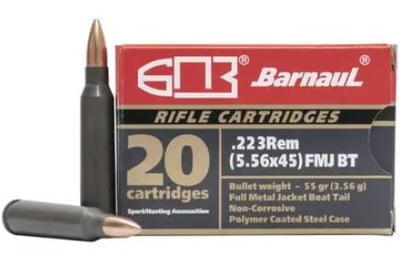 Barnaul 223 REM Ammo FMJ 62 Grain Steel Polycoated Case 500 Rds