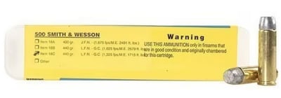 Buffalo Bore .500 S&W Ammunition 20 Rounds Hard Cast LFN-GC 440 Grain 18C/20