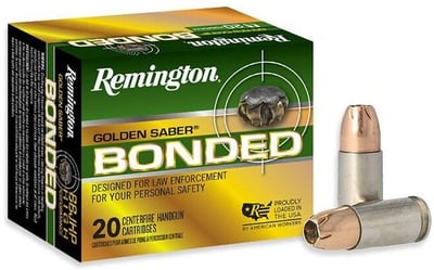 Remington Golden Saber Bonded 9 mm Luger 147 Grain Bonded Jacketed Hollow Point Centerfire Pistol Ammo 20 Rounds 29343 047700494609