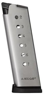 Mec-Gar 1911 Compact Magazine 45 ACP 7 Rounds Steel Nickel
