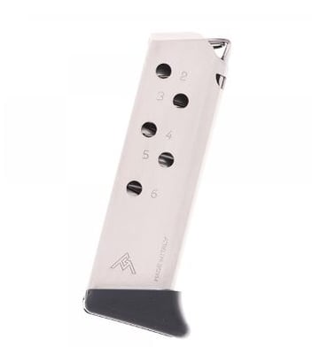 Mec-Gar Walther PPK 380 Magazine 380 ACP 6 Rd. Finger Rest Nickel