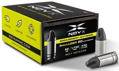 NovX Ammo 9MM LUGER+P 65GR ENGAGE EXTREM 20/10