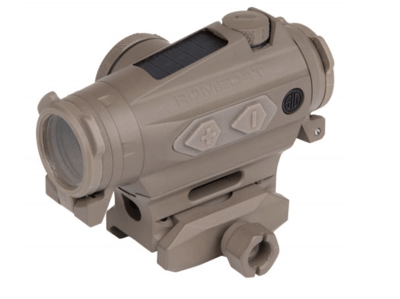 Sig Sauer Romeo4T Red Dot Ballistic Circle Dot Solar 0.5 MOA Adjustable, Side Battery, Hex Bolt Mount, Spacer FDE Medium