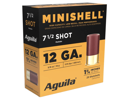 Aguila Minishell 12 Gauge 1-3/4" #7.5 5/8 oz 25rds Shotshell - Miniature Shell for Efficient Hunting - 1CHB1387 640420017020