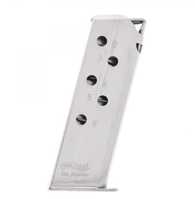 Walther PPK 380 Magazine 380 ACP 6 Rounds Detachable Nickel