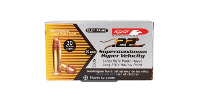 Aguila Super Maximum .22 LR Ammo 30 Grain Hollow Point Brass Casing 1700 fps 50 Rounds 640420001340