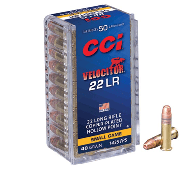 CCI Velocitor .22 Long Rifle Ammo 40 Grain Plated Lead Hollow Point 500 Rounds