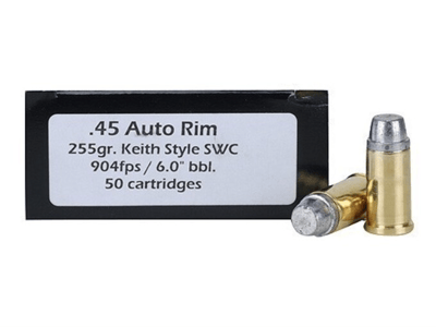 DoubleTap .45 Auto Rim Ammo 255 Grain Semi-Wadcutter 50 Rounds