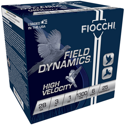 Fiocchi Ammo Field Dynamics 28 Gauge High Velocity 3" 1 Oz #6 Shot Chilled Lead 250 Rounds FI283HV6CASE