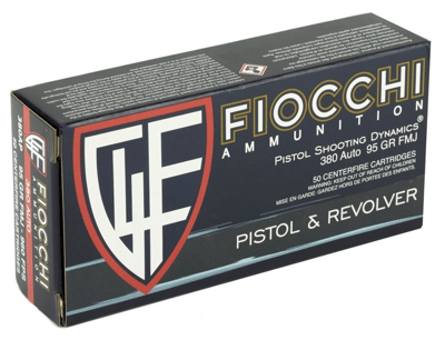 Fiocchi Ammo Pistol Shooting Dynamics .380 ACP 95 Grain FMJ 960 fps 1000 Rd./Case 380AP