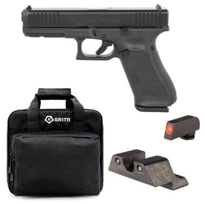 Glock G17 Gen5 with TRIJICON HD XR Night Sights and GRITR Soft Black Pistol Case (Kit)