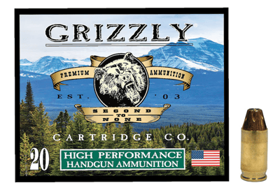 Grizzly Cartridge .380 ACP High Performance Ammunition 90 Grain JHP 1100 fps 20 Rounds