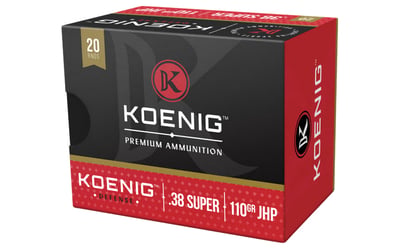 Koenig Ammo .38 Super Defense 110 Grain JHP 1300 fps 20 Rounds