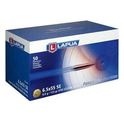 Lapua Scenar Ammunition 6.5x55mm Swedish Mauser 123 Grain HPBT High Velocity 50 Rounds