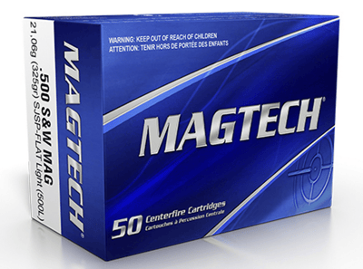 Magtech .500 S&W MAG Ammunition Light Loading 325 Grain SJSP-FN 1380 fps 500 Rounds