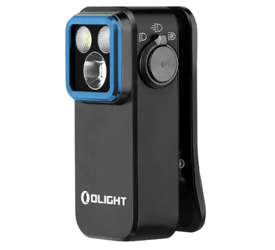 Olight USA Oclip Pro Clip on Flashlight with Floodlight Spotlight and Red Light - Black
