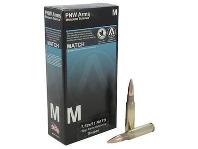 PNW Arms Ammo 7.62x51 NATO Sniper 175 Gr HPBT 20 Rounds
