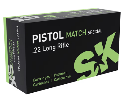 SK Ammunition Pistol Match Special .22 LR Ammo 40 Grain Lead Round Nose 50 Rounds